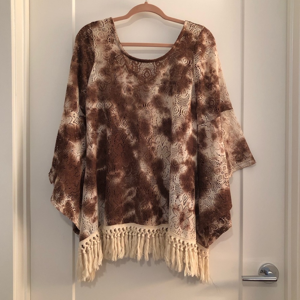 Tie dye fringe tunic